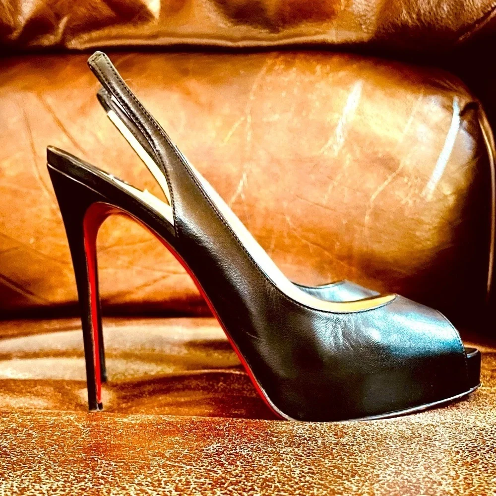 Christian Louboutin, Private number kid leather sling back platform peep EU37.5